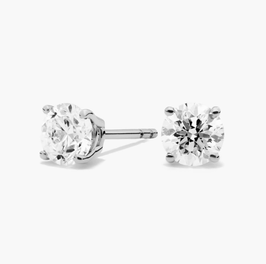 Four Prong Round Brilliant Lab Grown Diamond Stud Earrings